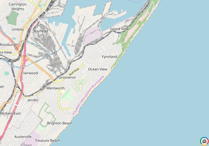 Map location of Ocean View - DBN